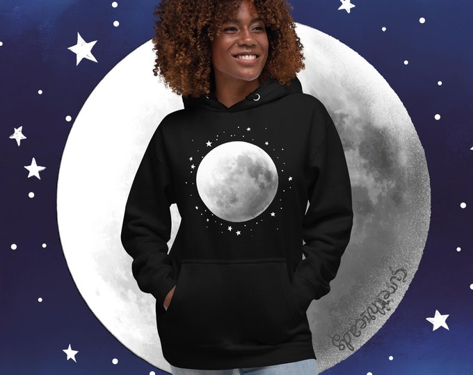 Curethreads Fly Me to the Moon Black Unisex Pullover Hoodie