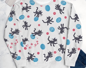 Curethreads Love Cats Pattern Unisex Jumper