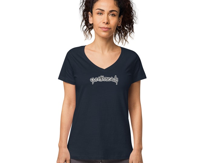 Curethreads Robert Smith Logo Wear Women’s fitted v-neck t-shirt