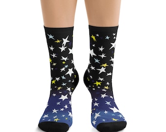 USA ONLY Starry Dream Midnight Blue and Black Crew Unisex Socks