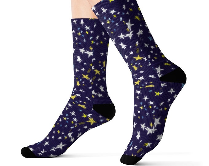 USA ONLY - The Cure Greatest Hits Twilight BLUE Starry Boot Socks Forget About Stars