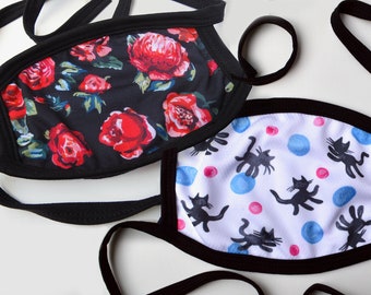 2-PACK Facemask Curethreads Roberts Lovecats and Roses