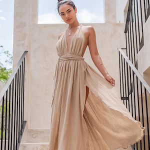 Handmade Crinkle Cotton Maxi Dress: Boho Festival Gown with Handwoven Belt