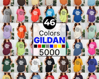 Gildan 5000 T-Shirt Mockup Bundle - Übergroße Kollektion PNG, JPG (Instant Download)