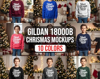 Gildan 18000B Sweatshirt Mockup Bundle: Boys Mockups (Digital Download)