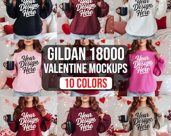 Valentine’s Day Gildan 18000 Sweatshirt Mockup Bundle: Oversized Fit (Digital Download)