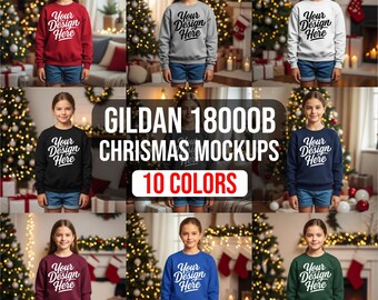 Gildan 18000B Sweatshirt Mockup Bundle: Girls Mockups (Digital Download)