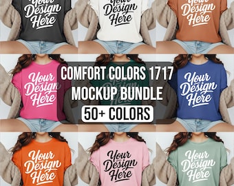 Comfort Colors 1717 Mockup Bundle, 50+ T-shirt Mockups, Garment Dyed Oversized Tee, Aesthetic Lifestyle Mockup, Vintage Summer Shirt Bundle
