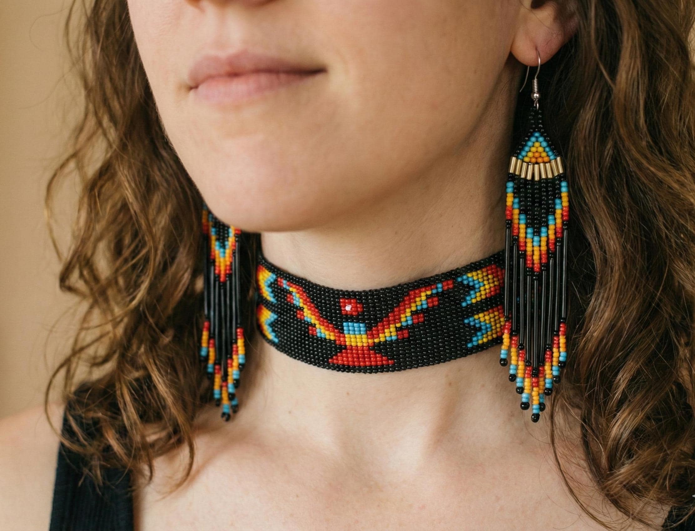 Native Beaded Necklace and Earring Set - Etsy display picture 1
