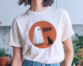 Ghost & Cat Shirt Design, Autumn Clipart (Digital Download)