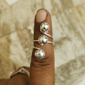 Sterling Silver Triple Ball Ring: Minimalist Statement Jewelry