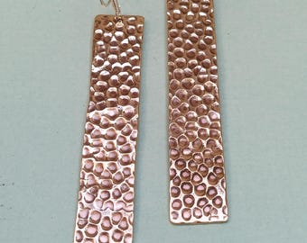 Hammered Bar Earrings,925 Sterling Silver Hook , Long Rectangle Dangle Earring, Statement Jewelry