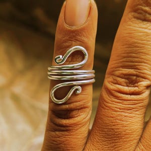 Sterling Silver Spiral Ring: Handcrafted Wire Wrap Boho Jewelry