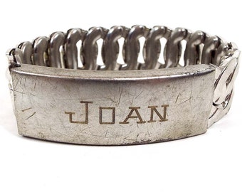 Foster ID Bracelet Sterling Silver Top Expansion Band Locket No Monogram Vintage Jewelry