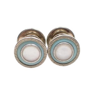 Amita Japanese Vintage Damascene Cufflinks, Mid Century Rectangle