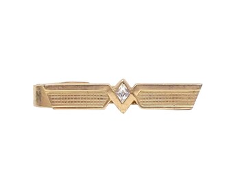 Vintage Speidel Rhinestone Gold Tone Tie Clip