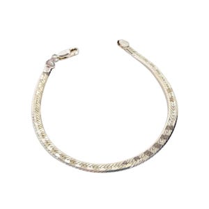 Italian Vintage Sterling Silver Reversible Herringbone Chain Bracelet
