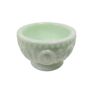 Handmade Small Pastel Pale Green Resin Footed Decorative Bowl with Oval and Dot Pattern