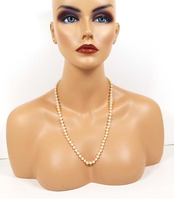 Vintage Faux Pearl Necklace with Box Clasp - image 2