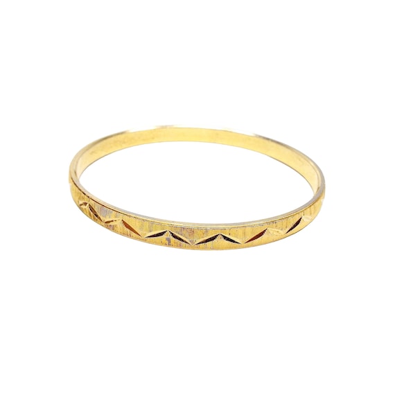 Bracelet Vintage Trifari 597m Couronne Large En Alliage Or Ton Filigrane Géométrique Tissé - Longueur 17.8cm