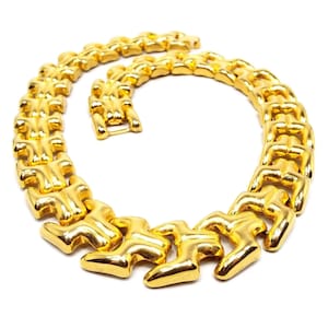 Gold Ton Weit Link Vintage Halskette, Statement-Schmuck