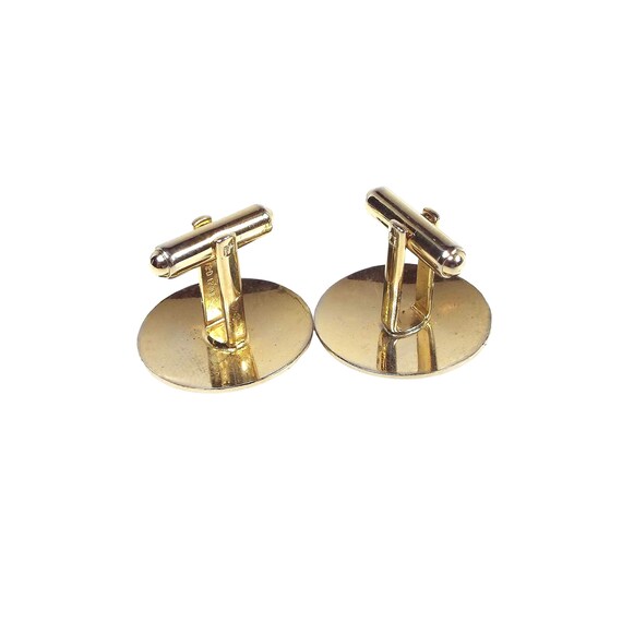 Mid Century Gold Filled Vintage Cufflinks, Etched Round 1/20 12KT