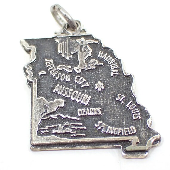 Missouri State Charm Antiqued Sterling Silver Missouri State Charm Antiqued Sterling Silver