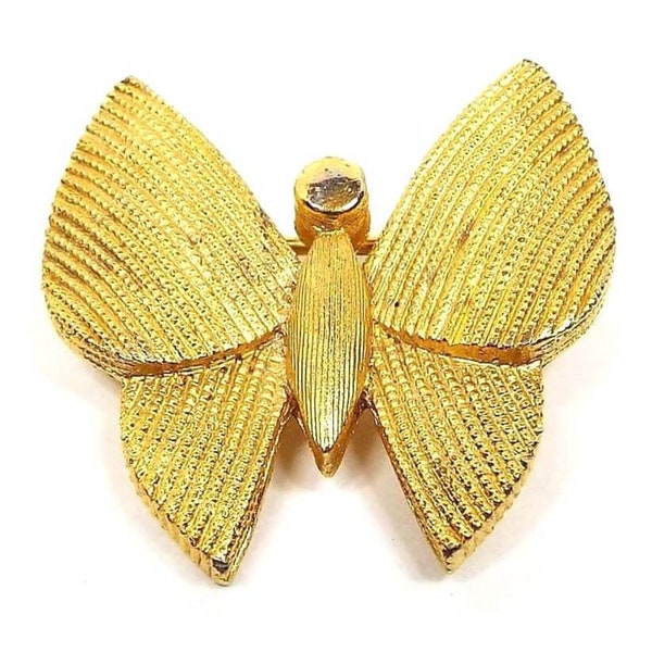 Crown Trifari Vintage Butterfly Brooch Pin, Gold Tone, Insect Jewelry, Gifts Under 20