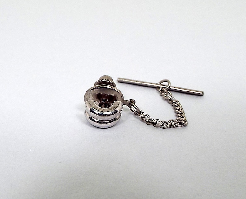 Hipster Jewelry Vintage Tie Tack Wedding Accessories Retro 1970s 70s Skinny Tie Jewelry Silver Tone Double Curve Front