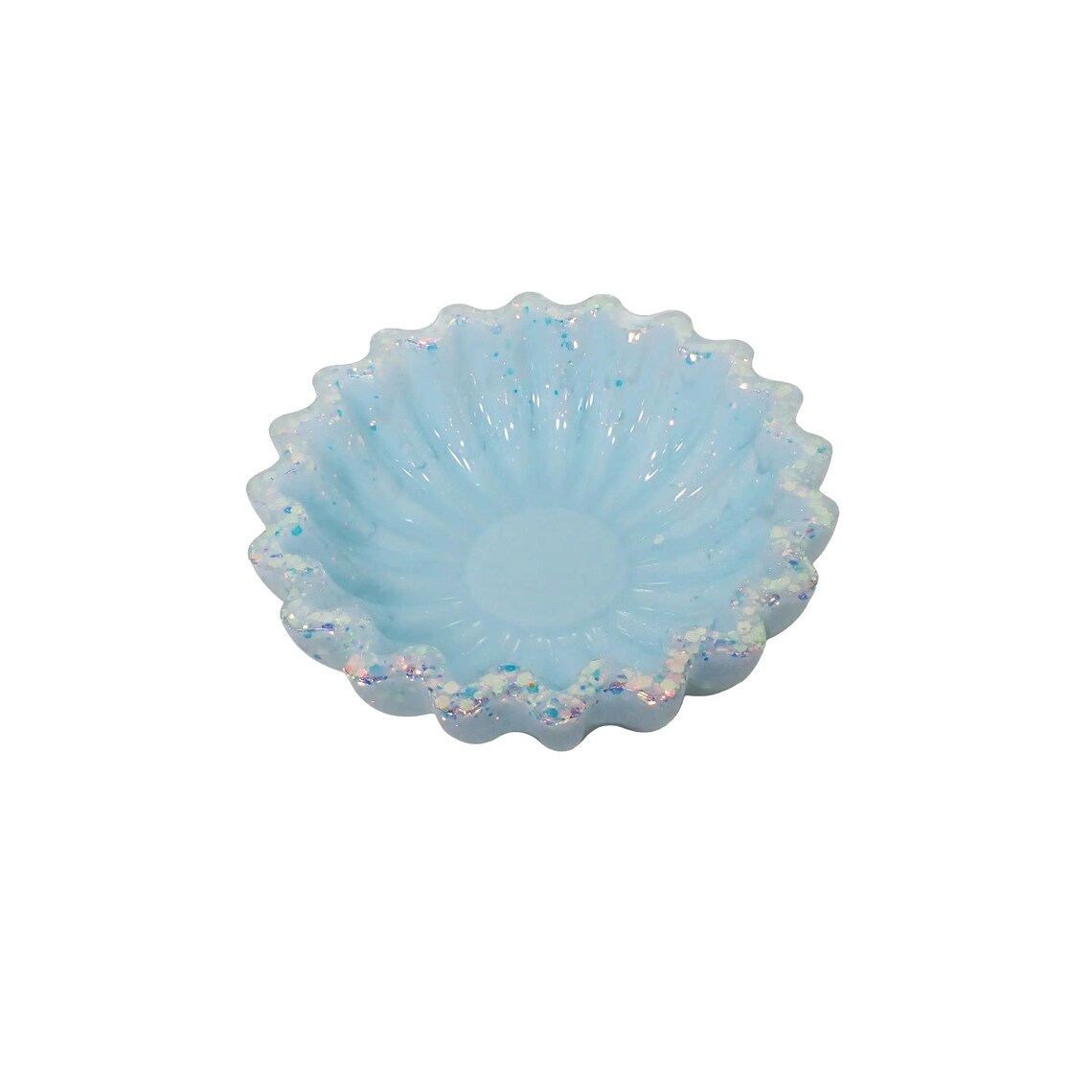 Handmade Pastel Pale Blue Iridescent Glitter Resin Fluted Decorative ...
