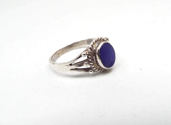 Sterling Silver Vintage Lapis Lazuli Ring, 925 Ge… - image 3