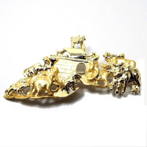 AJC Vintage Noah&#39;s Ark Brooch Pin, Gold Tone, Gifts Under 20