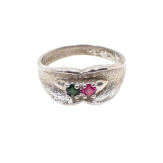 Vintage Lab Created Ruby and Emerald Sterling Sil… - image 3