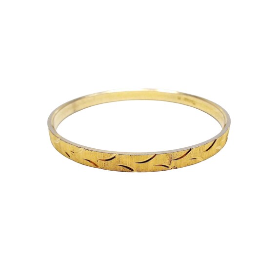 Bracelet Vintage Large Gravé En Relief Couleur Or - Occasion Très Bon état, Style Bohème Chic !
