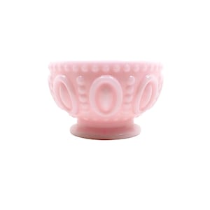 Small Pale Pink Resin Footed Decorative Bowl with Oval and Dot Pattern