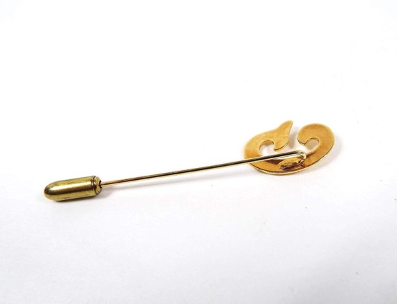 Letter Initial G Vintage Stick Pin, Gold Tone, Gi… - image 3
