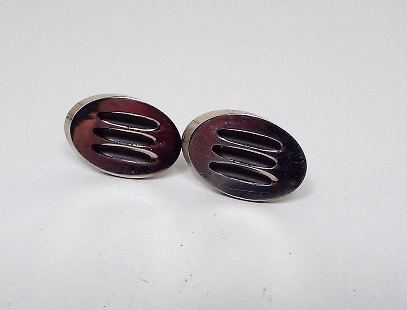 Silver Tone Vintage Cufflinks Vintage Cuff Links Formal Jewelry Modernist Retro 1970s 70s Cuff Links