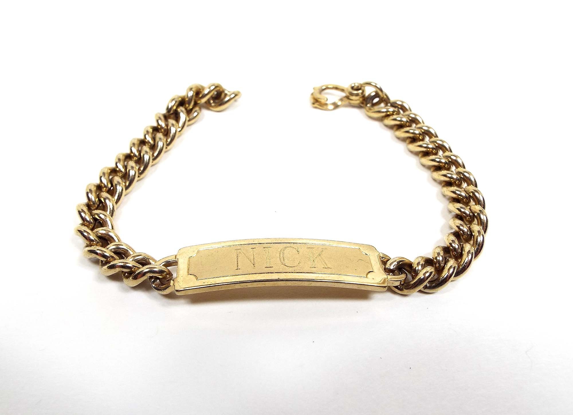 Speidel Vintage ID Bracelet with Name Nick Engraved Gold Etsy
