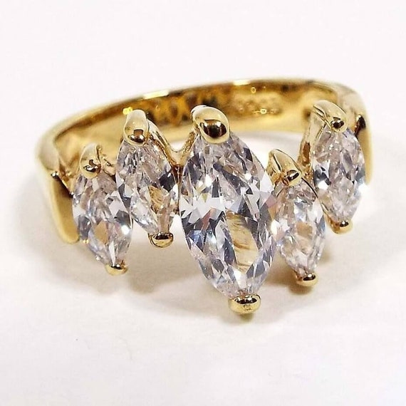 Edco Marquis Cubic Zirconia Vintage Cocktail Ring… - image 1