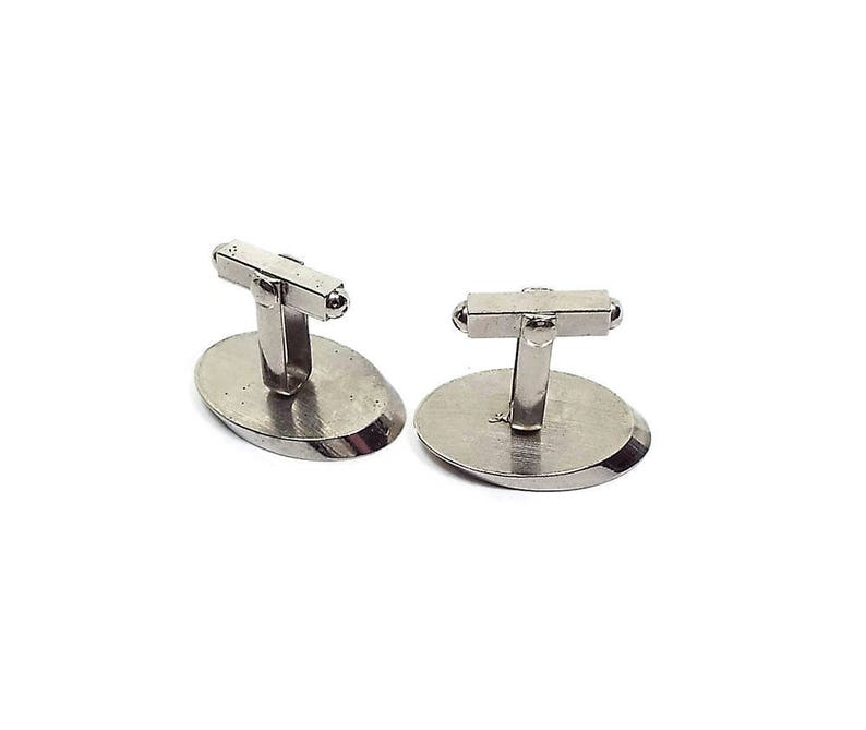 Silver Tone Vintage Cufflinks Vintage Cuff Links Formal Jewelry Modernist Retro 1970s 70s Cuff Links