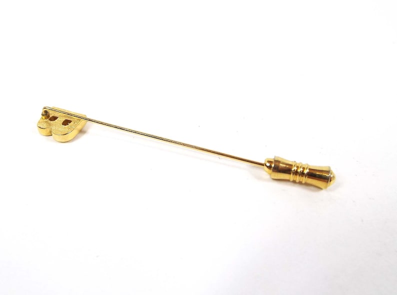 Mid Century 1960s Trifari Vintage Letter Initial B Stick Pin Gold Tone Lapel Pin