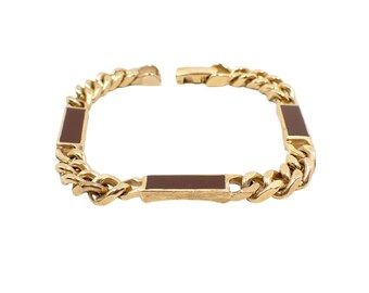 Vintage Avon Reddish Brown Enameled Gold Tone Curb Chain Link