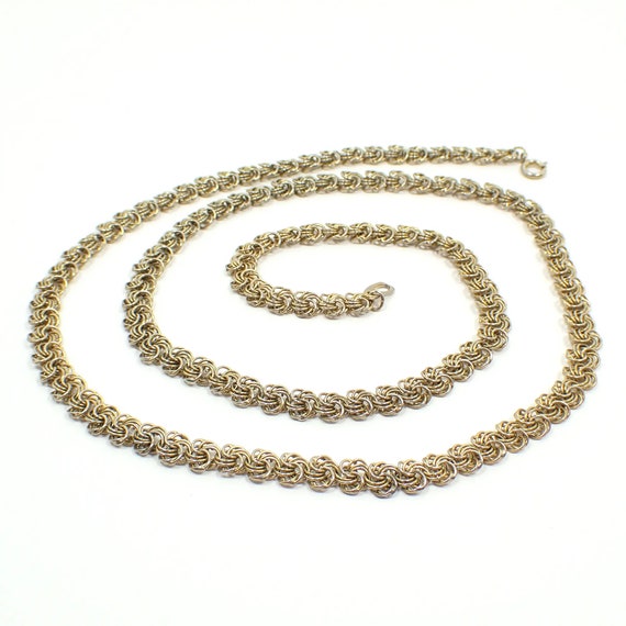 1970's Vintage Fancy Link Chain Necklace, Gold To… - image 3