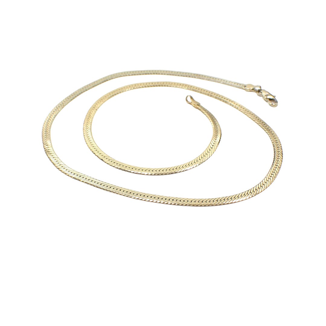 Vintage Gold Tone Herringbone Chain Necklace With Lobster Clasp - Etsy
