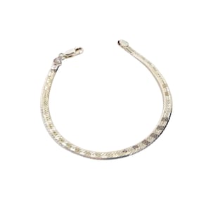 Italian Vintage Sterling Silver Reversible Herringbone Chain Bracelet