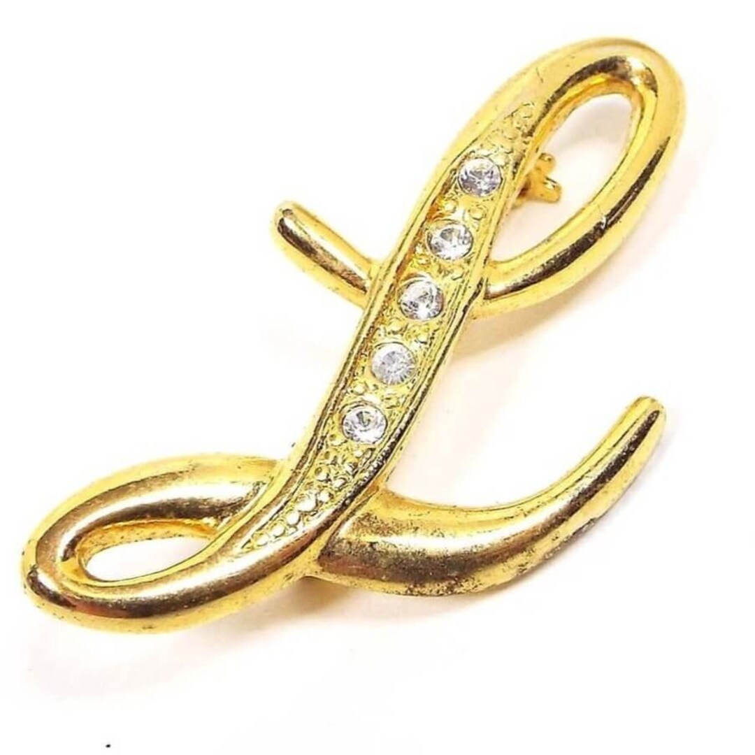 1950s'gold l　pearl×rhinestone brooch Vintage 1950's-60's Faux Gold Pearl Rhinestone Pin Brooch