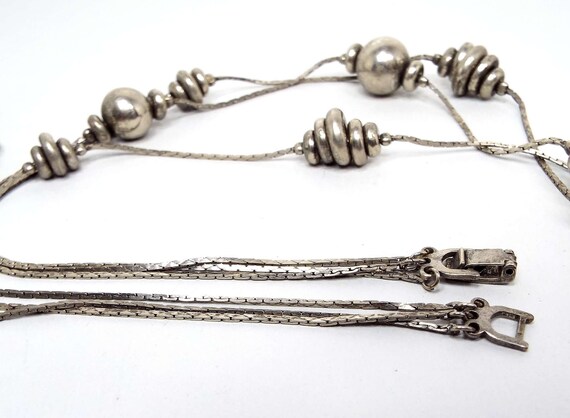 Long Retro Vintage Metal Beaded Multi Strand Chai… - image 3