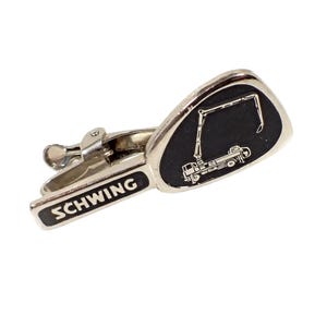 Schwing Vintage Roll and Fold Boom Tie Clip, Black Painted Silver Tone, Foreman Construction Worker Gifts for Him