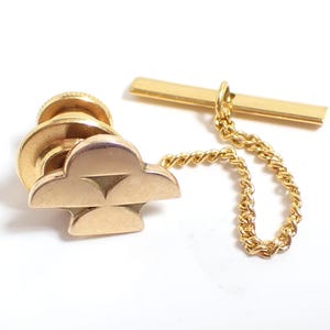 OCT OC Tanner Mid Century Vintage Tie Tack, 10K Gold Front, Geometric Gentleman Jewelry, Gifts for Him
