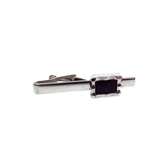 Vintage Foster Black and Silver Tone Tie Clip